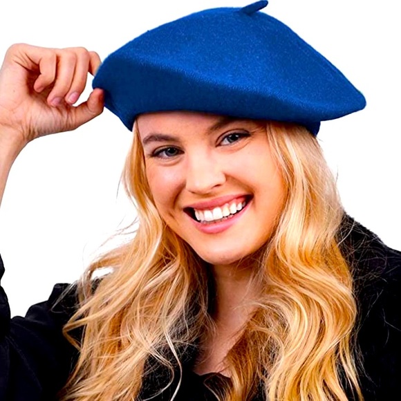 THE COUNTESS Royal Blue French Wool Beret - Picture 2 of 10